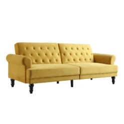 Hanney 3-Seater Chesterfield Sofabed In Mustard Yellow Velvet -Best Furniture Shop AYSF 011 MUSTARD VEL WB2