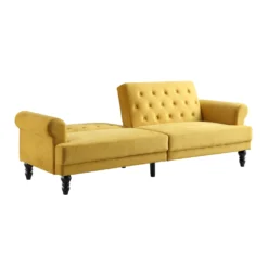 Hanney 3-Seater Chesterfield Sofabed In Mustard Yellow Velvet -Best Furniture Shop AYSF 011 MUSTARD VEL WB3