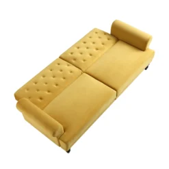 Hanney 3-Seater Chesterfield Sofabed In Mustard Yellow Velvet -Best Furniture Shop AYSF 011 MUSTARD VEL WB5