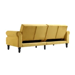 Hanney 3-Seater Chesterfield Sofabed In Mustard Yellow Velvet -Best Furniture Shop AYSF 011 MUSTARD VEL WB7