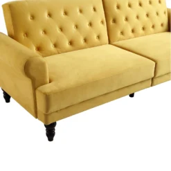 Hanney 3-Seater Chesterfield Sofabed In Mustard Yellow Velvet -Best Furniture Shop AYSF 011 MUSTARD VEL detail1