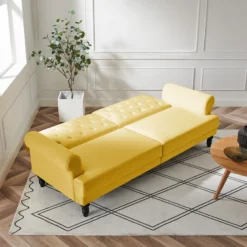 Hanney 3-Seater Chesterfield Sofabed In Mustard Yellow Velvet -Best Furniture Shop AYSF 011 MUSTARD VEL scene2