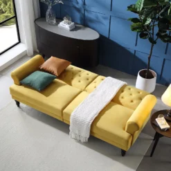 Hanney 3-Seater Chesterfield Sofabed In Mustard Yellow Velvet -Best Furniture Shop AYSF 011 MUSTARD VEL scene2 8aaca46c 3a31 40d0 94f7 71fef09c225c