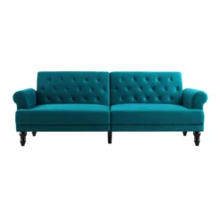 Hanney 3-Seater Chesterfield Sofabed In Teal Velvet -Best Furniture Shop AYSF 011 TEAL VEL WB1