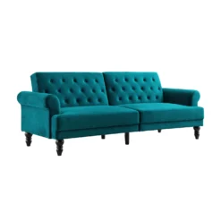 Hanney 3-Seater Chesterfield Sofabed In Teal Velvet -Best Furniture Shop AYSF 011 TEAL VEL WB2