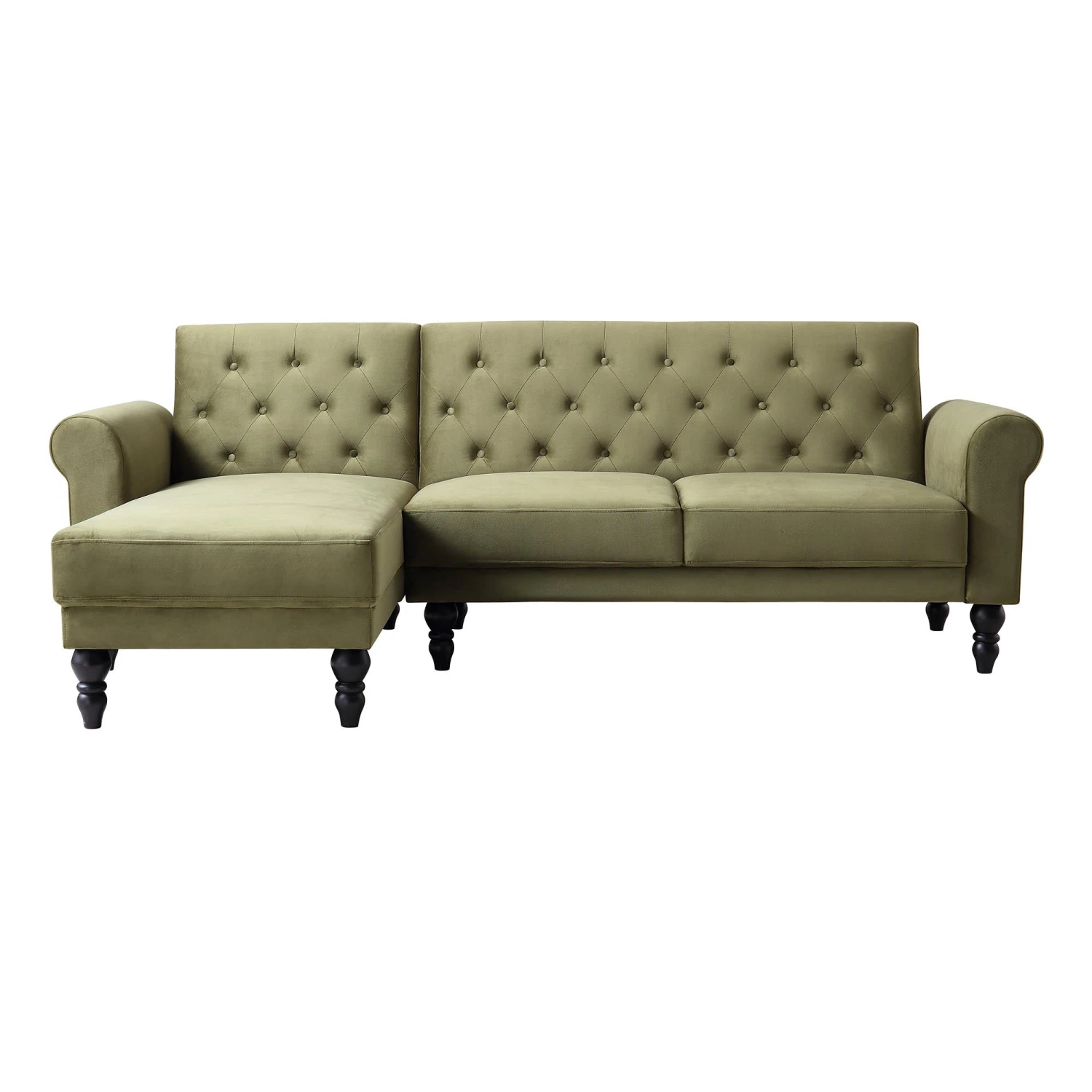 Hanney Chesterfield Chaise Sofabed In Moss Green Velvet 5 Hanney Chesterfield Chaise Sofabed In Moss Green Velvet - Image 5