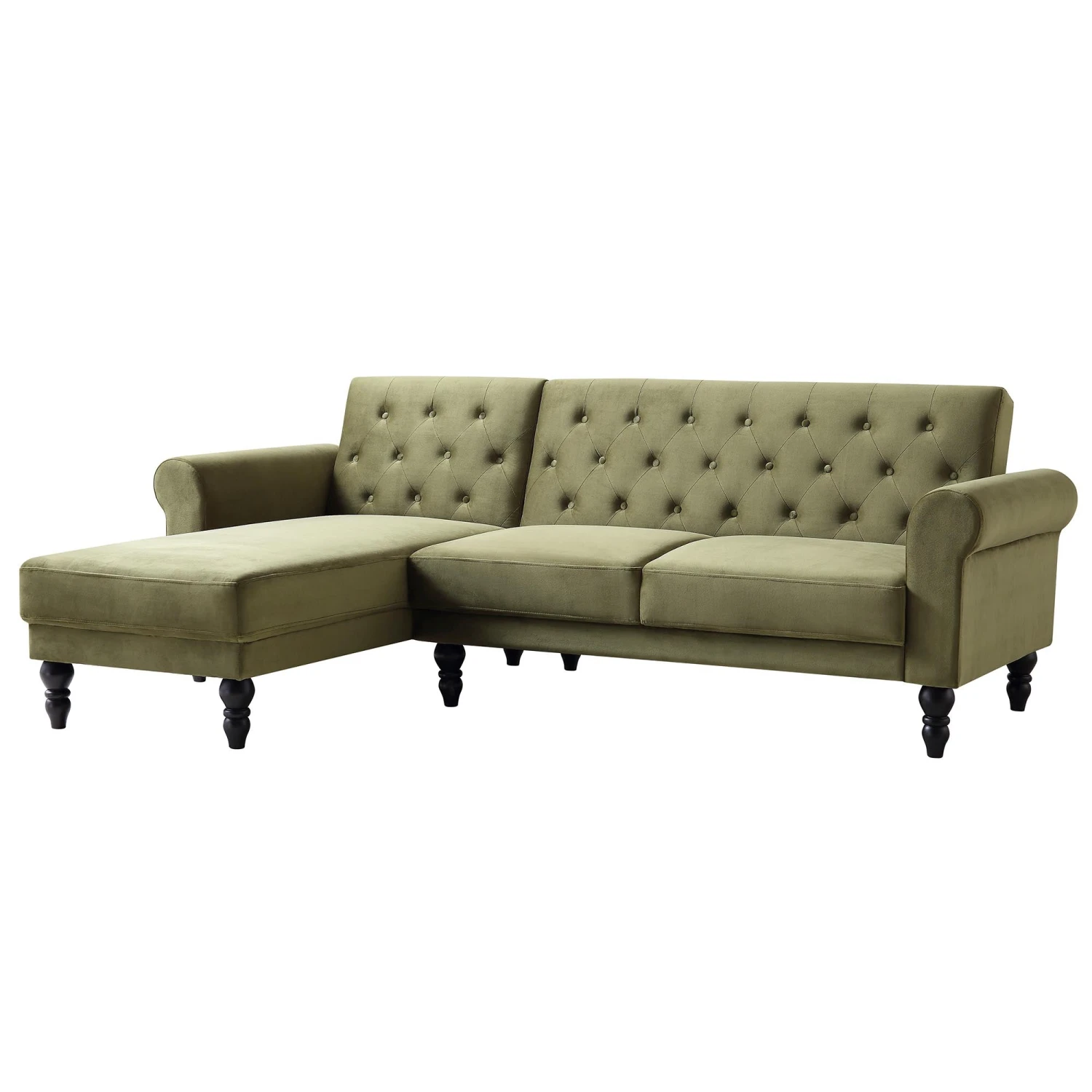 Hanney Chesterfield Chaise Sofabed In Moss Green Velvet 6 Hanney Chesterfield Chaise Sofabed In Moss Green Velvet - Image 6