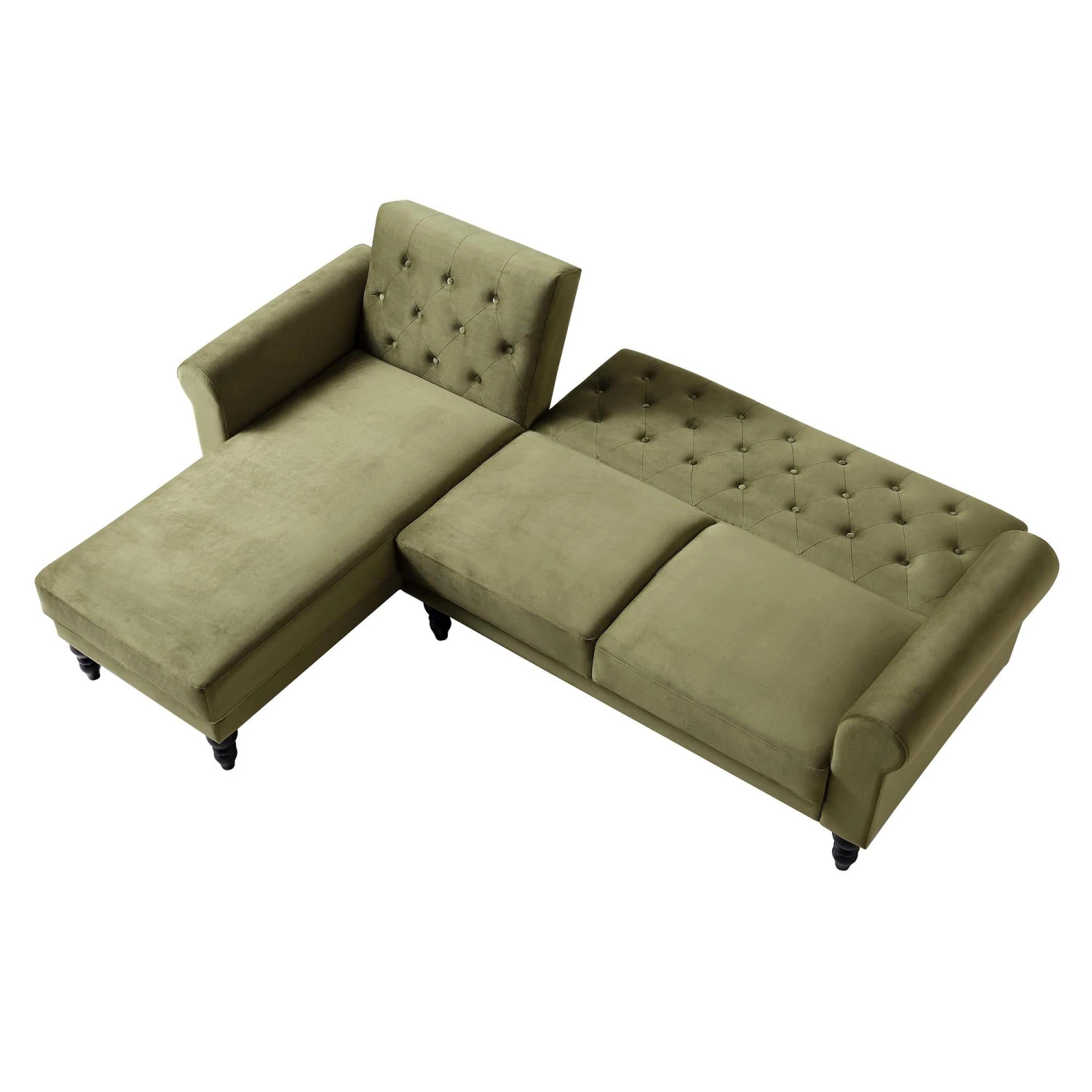 Hanney Chesterfield Chaise Sofabed In Moss Green Velvet 7 Hanney Chesterfield Chaise Sofabed In Moss Green Velvet - Image 7