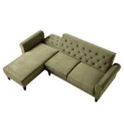 Hanney Chesterfield Chaise Sofabed In Moss Green Velvet 24 Hanney Chesterfield Chaise Sofabed In Moss Green Velvet -Best Furniture Shop AYSF 012 MOSSGREEN VEL WB6