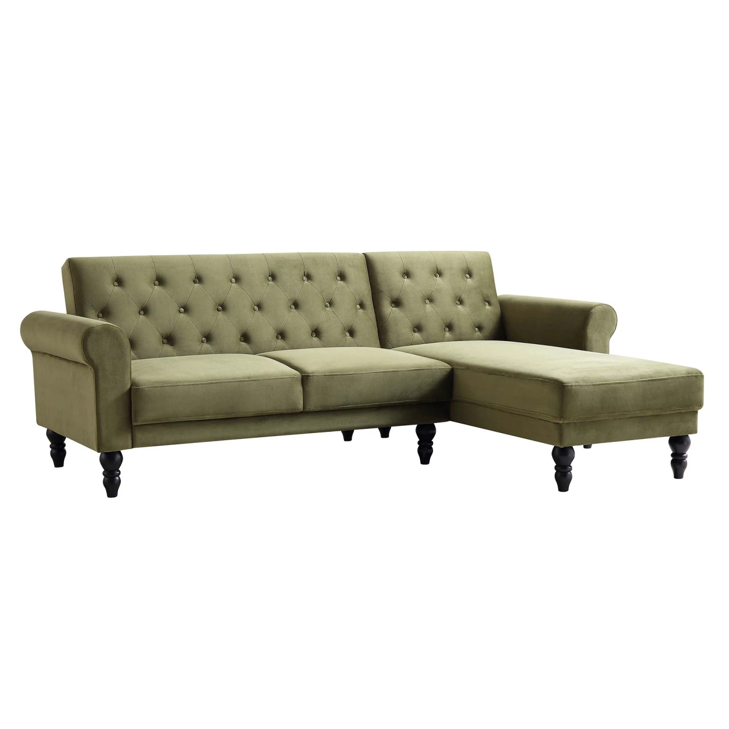 Hanney Chesterfield Chaise Sofabed In Moss Green Velvet 12 Hanney Chesterfield Chaise Sofabed In Moss Green Velvet - Image 12