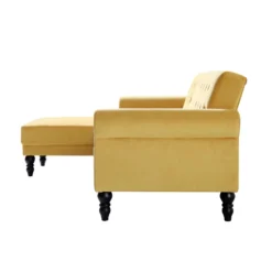 Hanney Chesterfield Chaise Sofabed In Mustard Yellow Velvet -Best Furniture Shop AYSF 012 MUSTARD VEL WB7