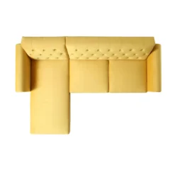 Hanney Chesterfield Chaise Sofabed In Mustard Yellow Velvet -Best Furniture Shop AYSF 012 MUSTARD VEL WB8