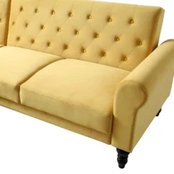 Hanney Chesterfield Chaise Sofabed In Mustard Yellow Velvet -Best Furniture Shop AYSF 012 MUSTARD VEL detail1
