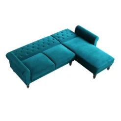 Hanney Chesterfield Chaise Sofabed In Teal Velvet -Best Furniture Shop AYSF 012 TEAL VEL WB6