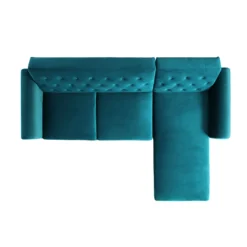 Hanney Chesterfield Chaise Sofabed In Teal Velvet -Best Furniture Shop AYSF 012 TEAL VEL WB7