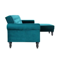 Hanney Chesterfield Chaise Sofabed In Teal Velvet -Best Furniture Shop AYSF 012 TEAL VEL WB8