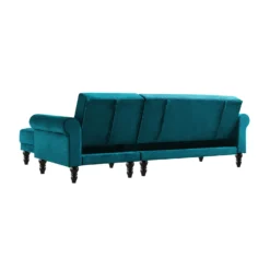 Hanney Chesterfield Chaise Sofabed In Teal Velvet -Best Furniture Shop AYSF 012 TEAL VEL WB9