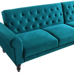 Hanney Chesterfield Chaise Sofabed In Teal Velvet -Best Furniture Shop AYSF 012 TEAL VEL detail1