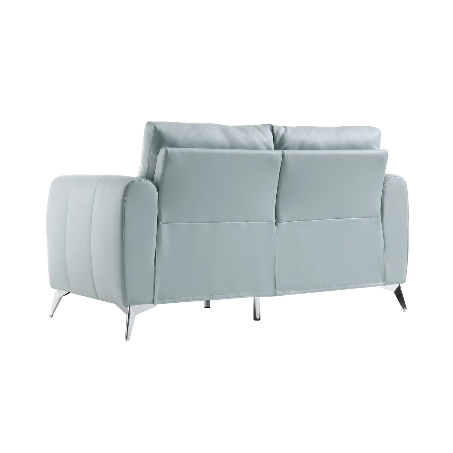 Noak 2-Seater Grey Faux Leather Sofa With Chrome Legs 7 Noak 2-Seater Grey Faux Leather Sofa With Chrome Legs - Image 7