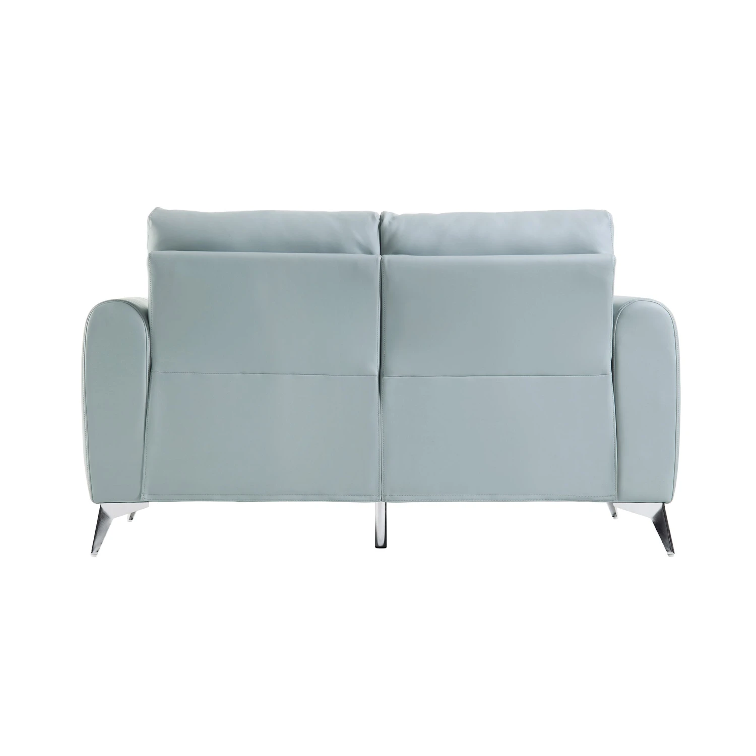 Noak 2-Seater Grey Faux Leather Sofa With Chrome Legs 8 Noak 2-Seater Grey Faux Leather Sofa With Chrome Legs - Image 8