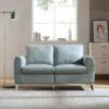 Noak 2-Seater Grey Faux Leather Sofa With Chrome Legs
