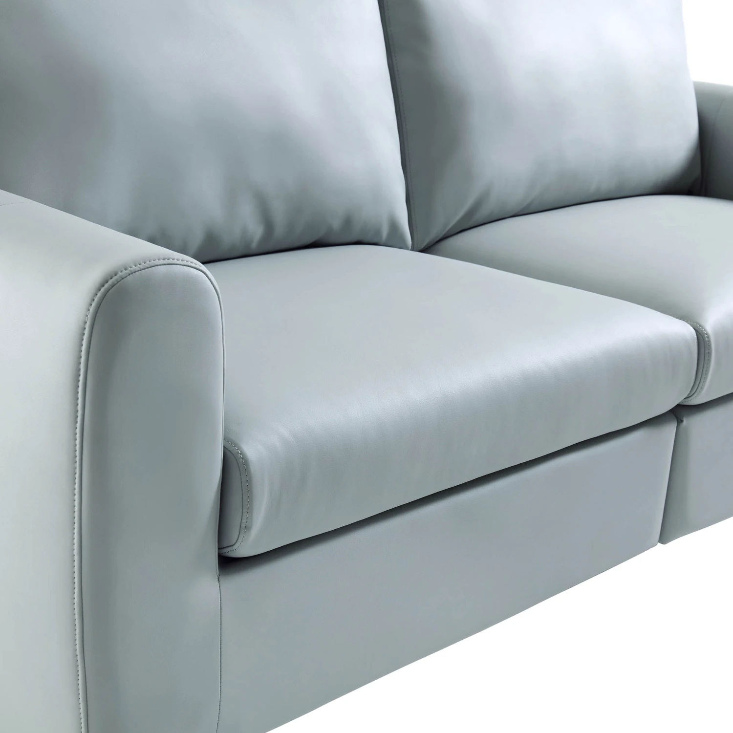 Noak 2-Seater Grey Faux Leather Sofa With Chrome Legs 11 Noak 2-Seater Grey Faux Leather Sofa With Chrome Legs - Image 11