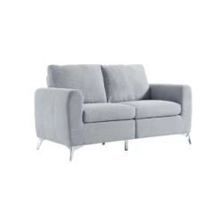 Noak 2-Seater Grey Woven Fabric Sofa With Chrome Legs -Best Furniture Shop AYSF 014 GREY WOVEN 2ST WB2