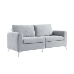 Noak 3-Seater Grey Woven Fabric Sofa With Chrome Legs -Best Furniture Shop AYSF 014 GREY WOVEN 3ST WB2