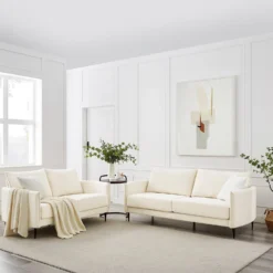 Bari Beige Woven Fabric Sofa 18 Bari Beige Woven Fabric Sofa -Best Furniture Shop AYSF 08 BEIGEFAB 2N3ST scene1