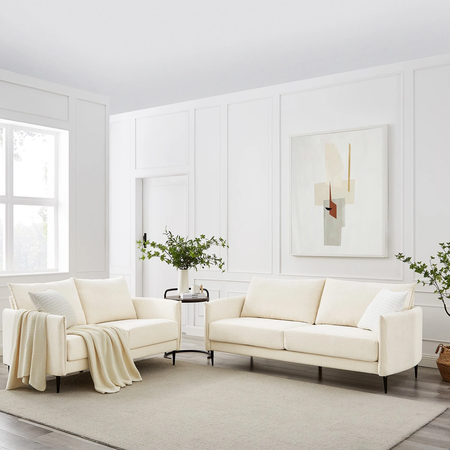 Bari Beige Woven Fabric Sofa 3 Bari Beige Woven Fabric Sofa - Image 3