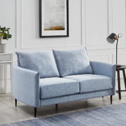 Bari Flax Blue Fabric Sofa 23 Bari Flax Blue Fabric Sofa -Best Furniture Shop AYSF 08 BLUEFAB 2ST scene1