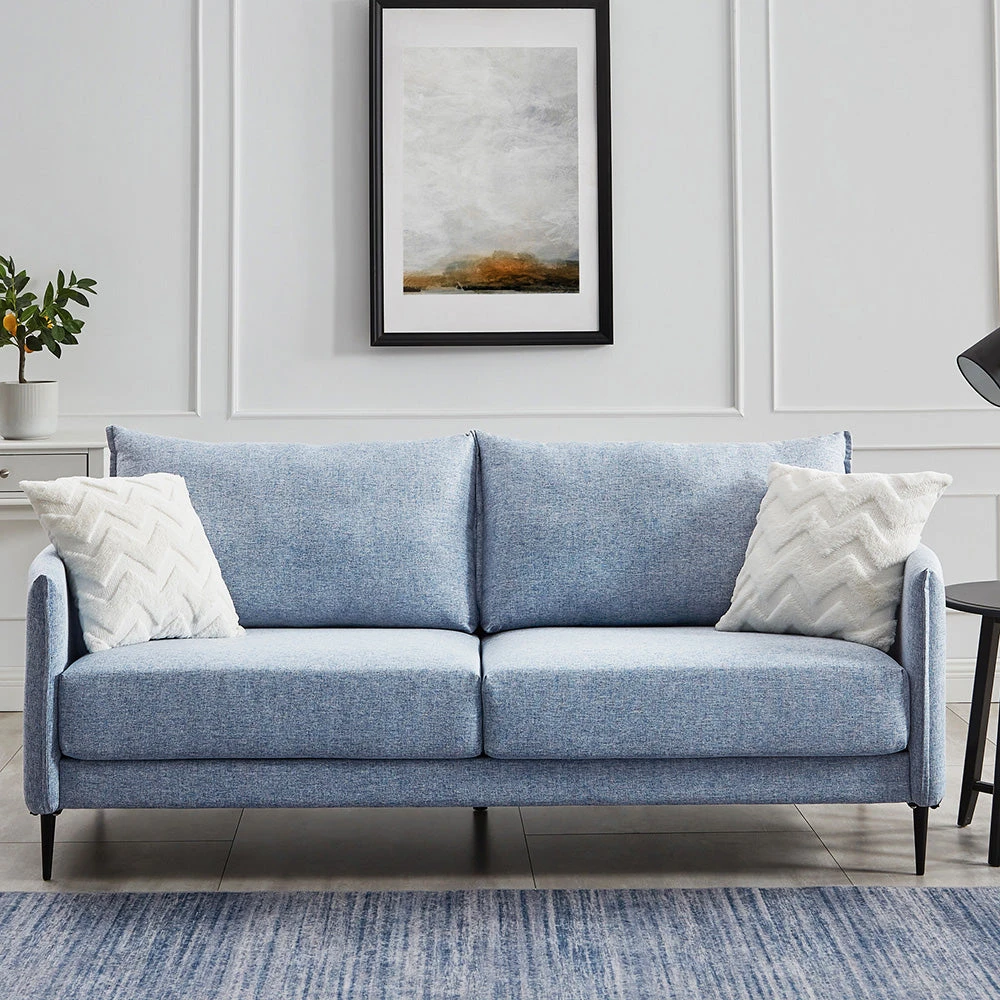 Bari Flax Blue Fabric Sofa 1 Bari Flax Blue Fabric Sofa
