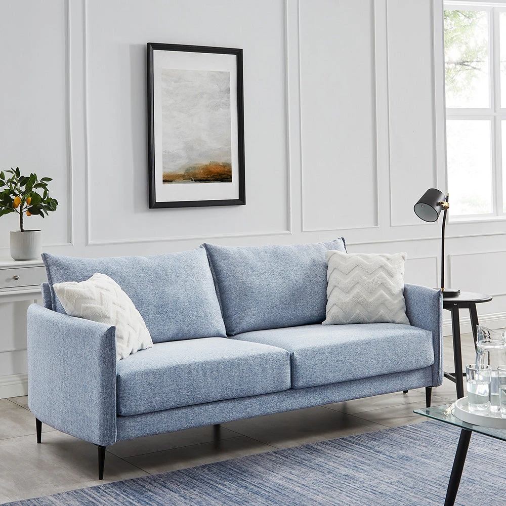 Bari Flax Blue Fabric Sofa 2 Bari Flax Blue Fabric Sofa - Image 2