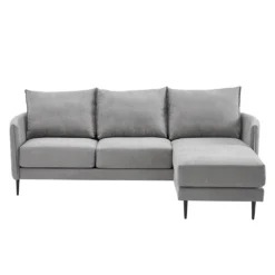 Bari Light Grey Brushed Fabric Chaise Sofa -Best Furniture Shop AYSF 08 GREYFAB LS 1