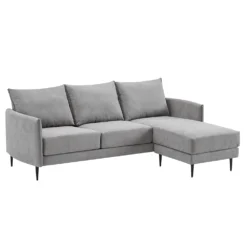 Bari Light Grey Brushed Fabric Chaise Sofa -Best Furniture Shop AYSF 08 GREYFAB LS 2