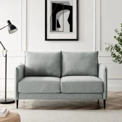 Bari Light Grey Brushed Fabric Sofa -Best Furniture Shop AYSF 08 LGREYFAB 2ST 1