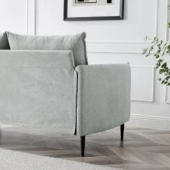 Bari Light Grey Brushed Fabric Sofa -Best Furniture Shop AYSF 08 LGREYFAB detail4