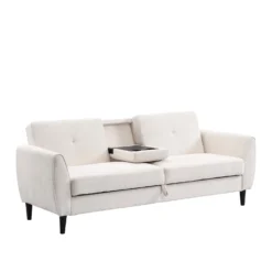 Latimer Beige Woven Fabric 3-Seater Storage Sofa Bed -Best Furniture Shop AYSF 09 BEIGEWOVEN 3ST WB3
