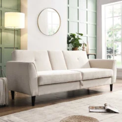 Latimer Beige Woven Fabric 3-Seater Storage Sofa Bed -Best Furniture Shop AYSF 09 BEIGEWOVEN 3ST scene2