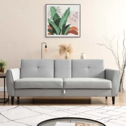 Latimer Grey Faux Leather 3-Seater Storage Sofa Bed