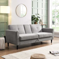 Latimer Light Grey Brushed Fabric 3-Seater Storage Sofa Bed