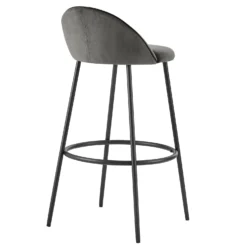 Barton Set Of 2 Grey Velvet Upholstered Bar Stools With Contrast Piping -Best Furniture Shop BCH 2129 GREY VEL 2P 5