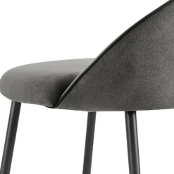 Barton Set Of 2 Grey Velvet Upholstered Bar Stools With Contrast Piping -Best Furniture Shop BCH 2129 GREY VEL 2P detail1