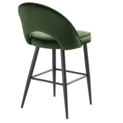 Oakley Set Of 2 Dark Green Velvet Upholstered Counter Stools With Contrast Piping -Best Furniture Shop BCH 2155 DARKGREEN VEL 2P WB6