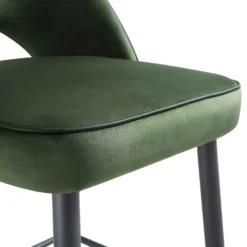 Oakley Set Of 2 Dark Green Velvet Upholstered Counter Stools With Contrast Piping -Best Furniture Shop BCH 2155 DARKGREEN VEL 2P detail2