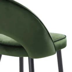 Oakley Set Of 2 Dark Green Velvet Upholstered Counter Stools With Contrast Piping -Best Furniture Shop BCH 2155 DARKGREEN VEL 2P detail3