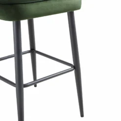 Oakley Set Of 2 Dark Green Velvet Upholstered Counter Stools With Contrast Piping -Best Furniture Shop BCH 2155 DARKGREEN VEL 2P detail4