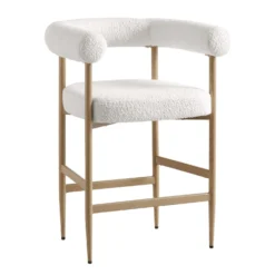 Fulbourn White Boucle Counter Stool With Natural Wood Effect Legs 15 Fulbourn White Boucle Counter Stool With Natural Wood Effect Legs -Best Furniture Shop BCH 2171 WHITE BOUCLE NAT WB1