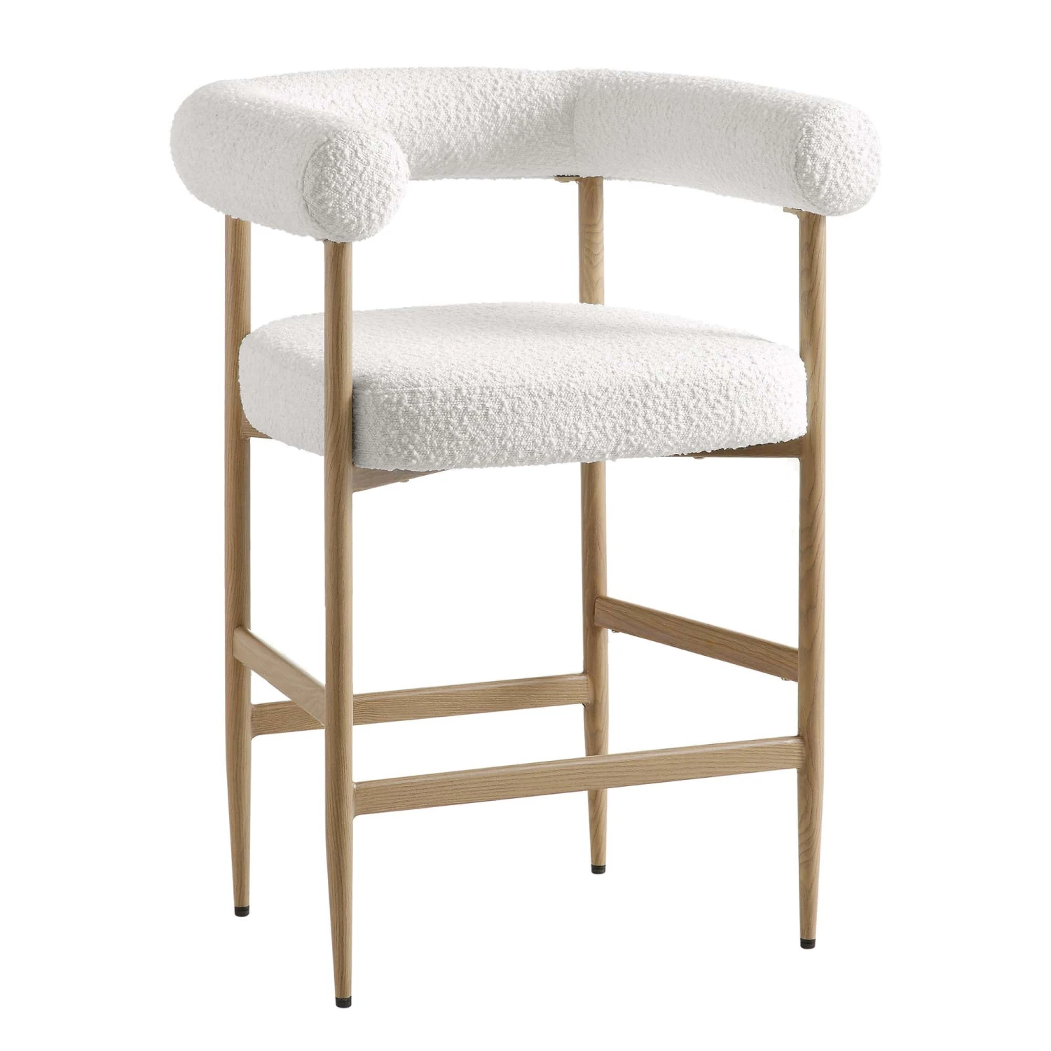 Fulbourn White Boucle Counter Stool With Natural Wood Effect Legs 4 Fulbourn White Boucle Counter Stool With Natural Wood Effect Legs - Image 4