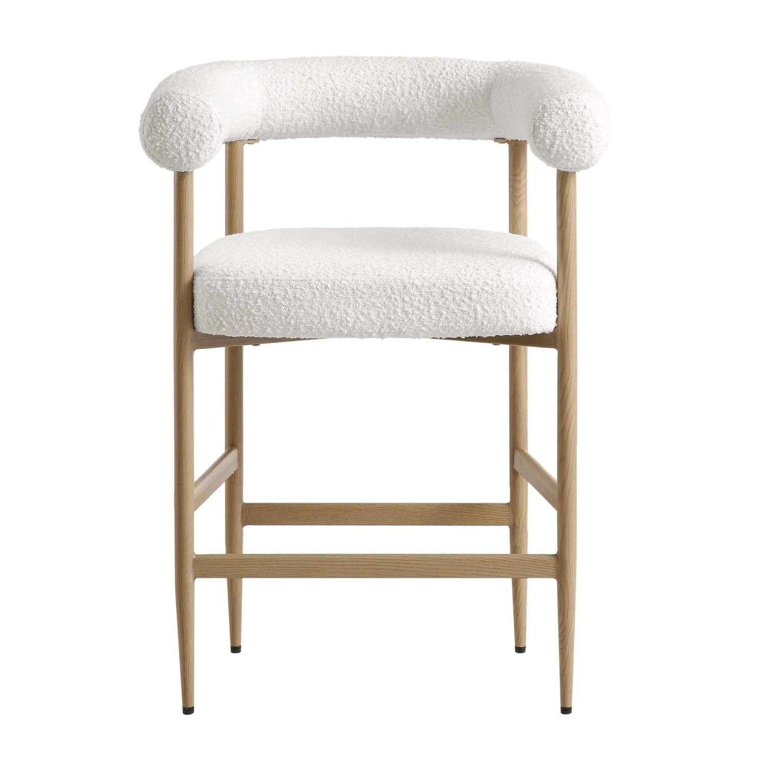 Fulbourn White Boucle Counter Stool With Natural Wood Effect Legs 3 Fulbourn White Boucle Counter Stool With Natural Wood Effect Legs - Image 3